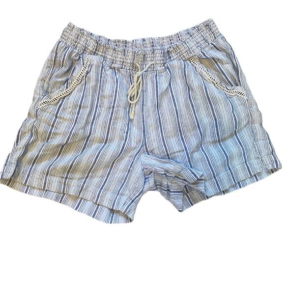 Briggs Shorts Womens Medium Preppy Nautical Blue Lightweight Linen Pockets - Picture 1 of 9